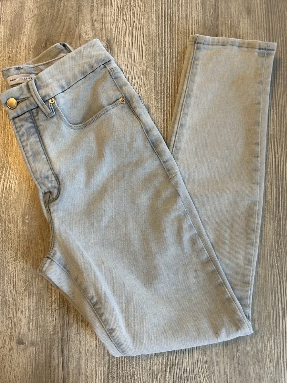 Good American Women's Good Legs Skinny Jeans Button Fly Size 2/28 Light Wash
